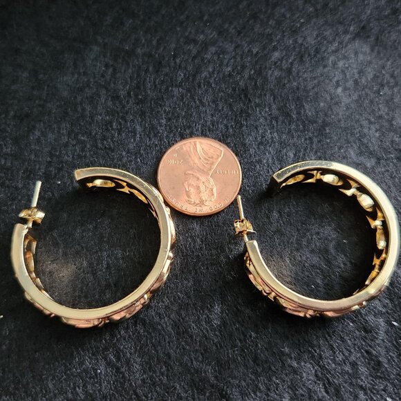 Coach Gold Openwork Hoop Earrings - Picture 6 of 9